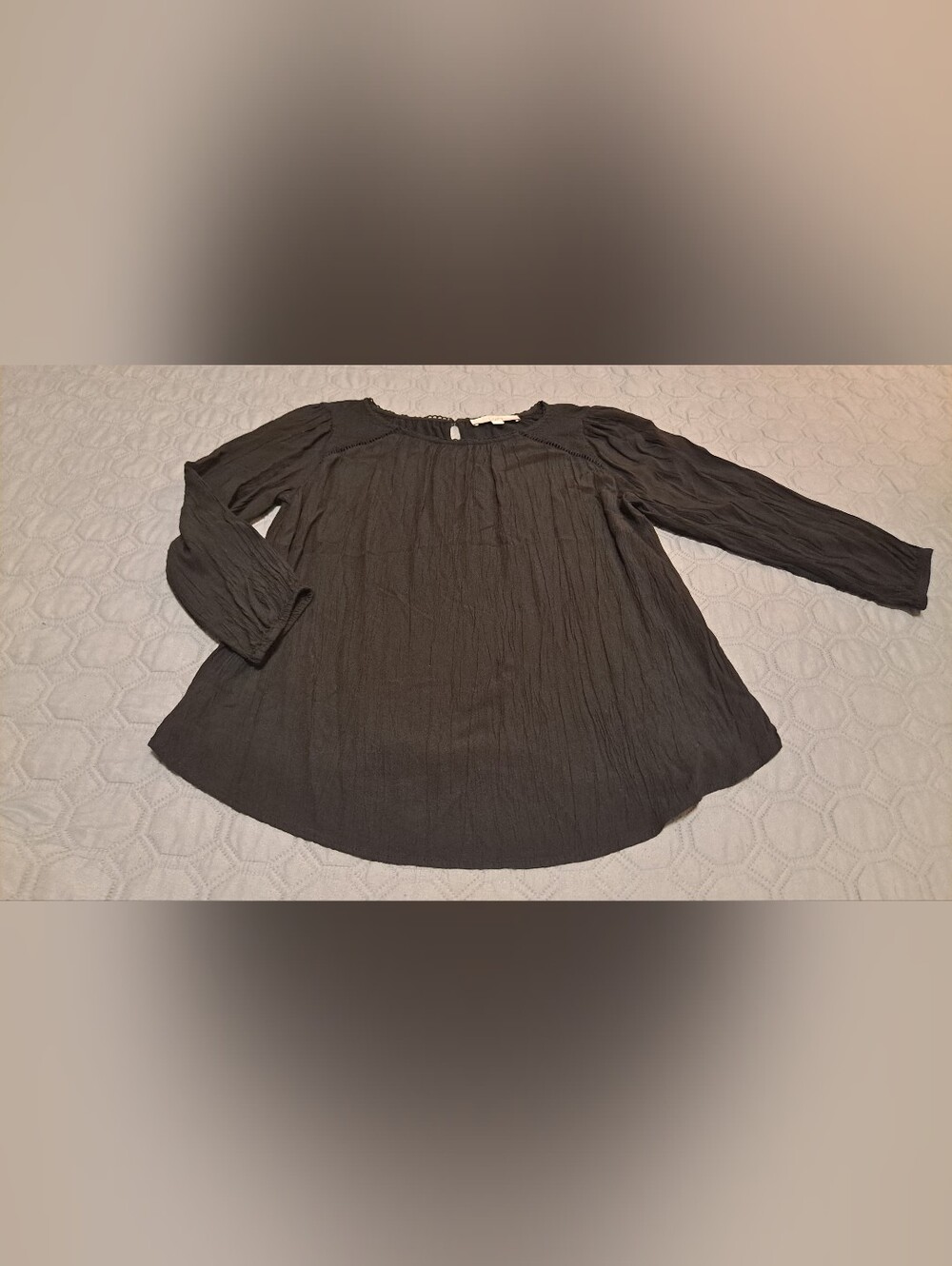 Loft Women’s Black Long Sleeve Peasant Top Sz XS